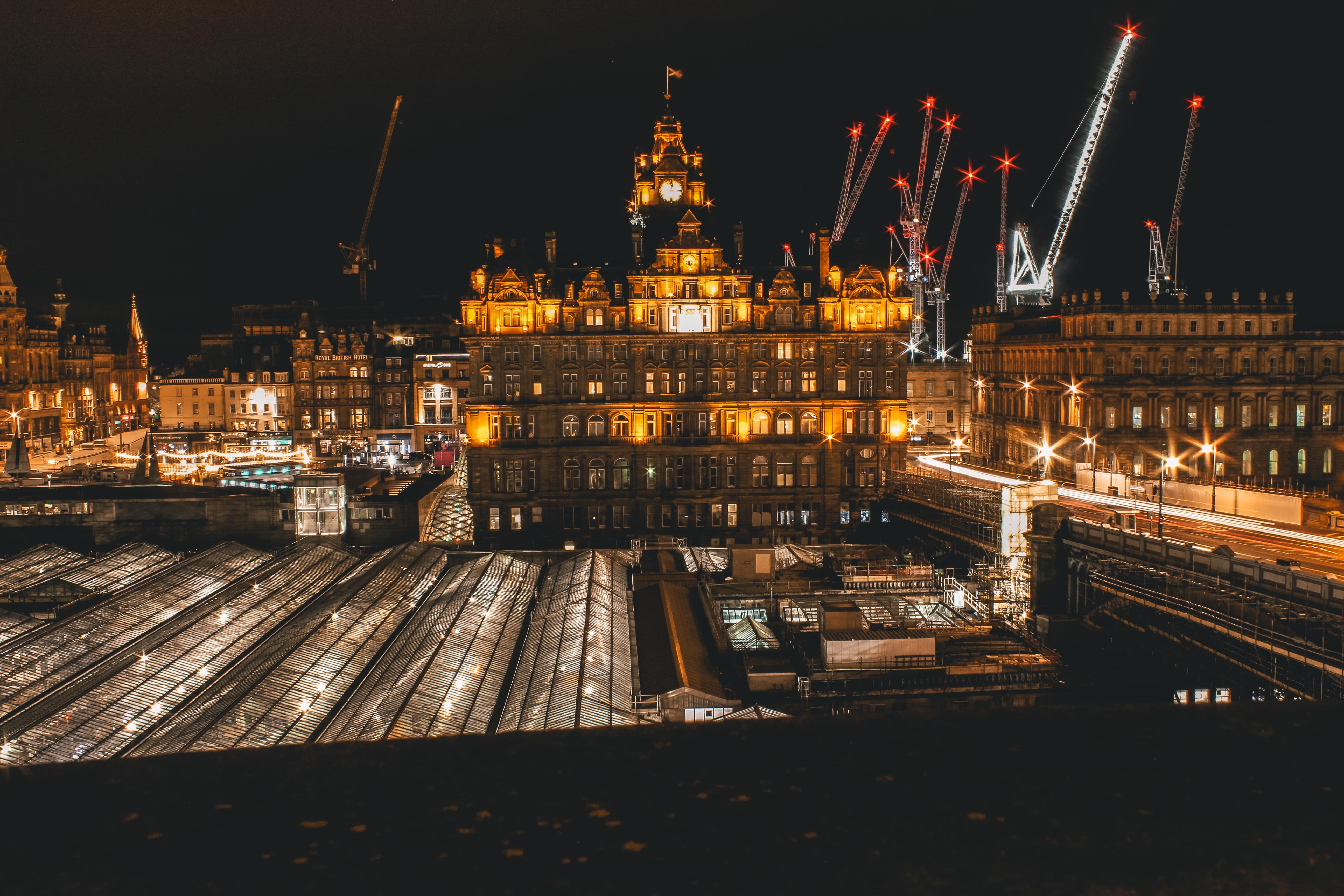 Edinburgh station at night, Christmas STOCK
