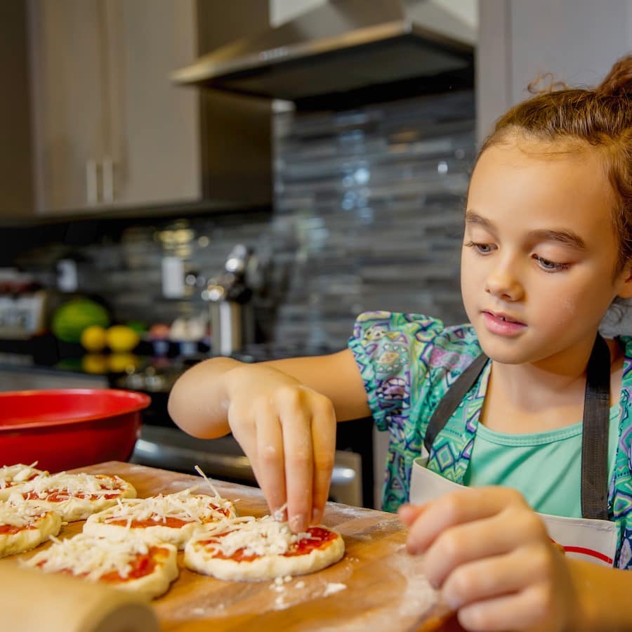 Family homemade pizza night
