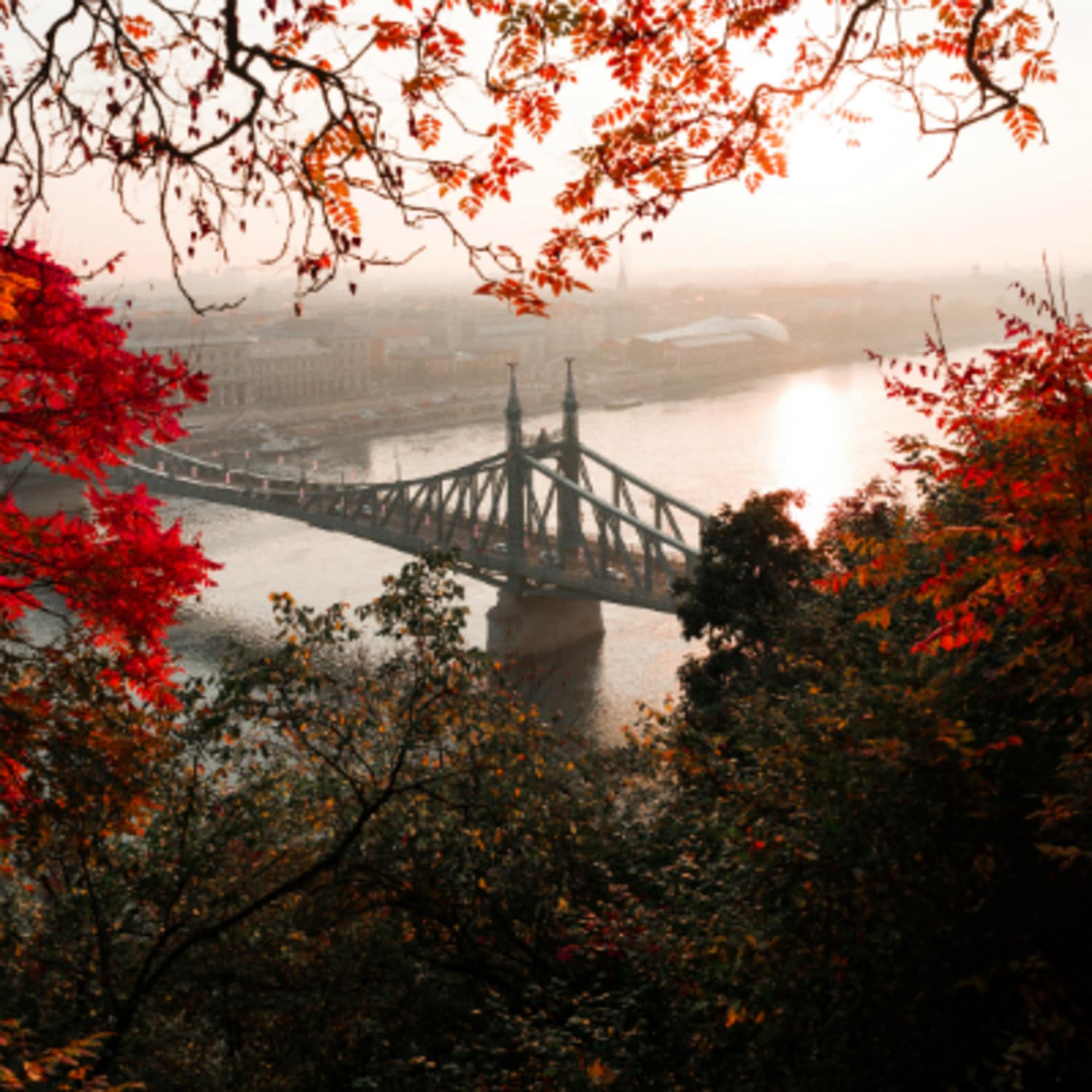 Vue sur le pont qui mène à Budapest