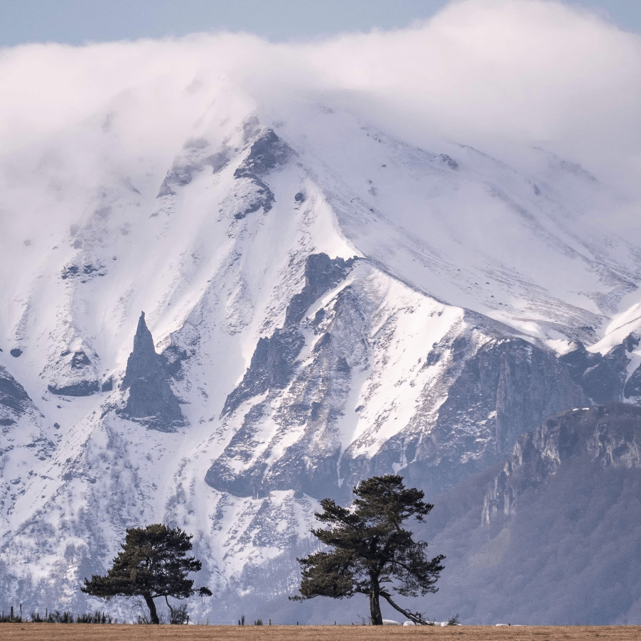 a view of a snow covered mountain