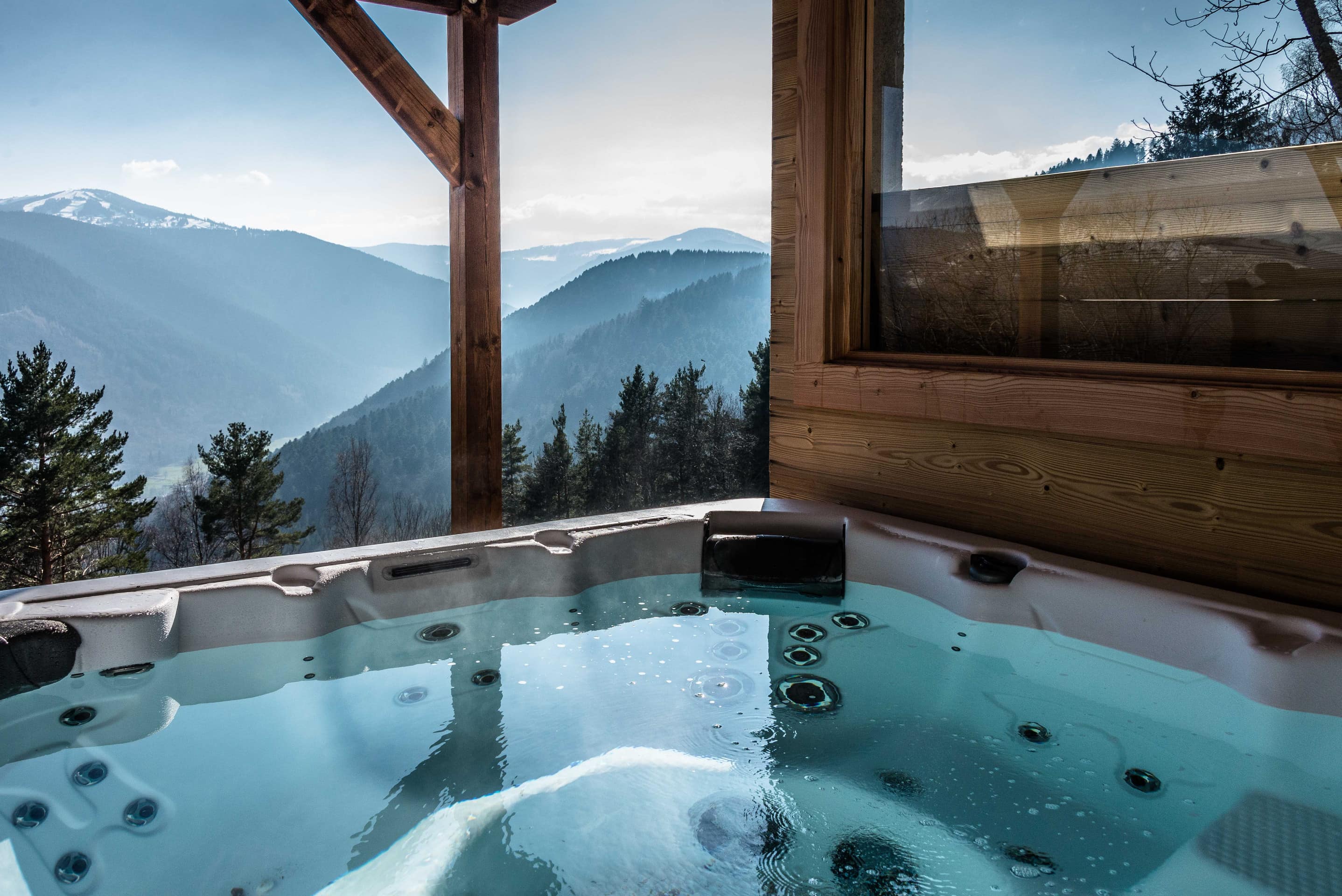 Hot tub with mountain views in France