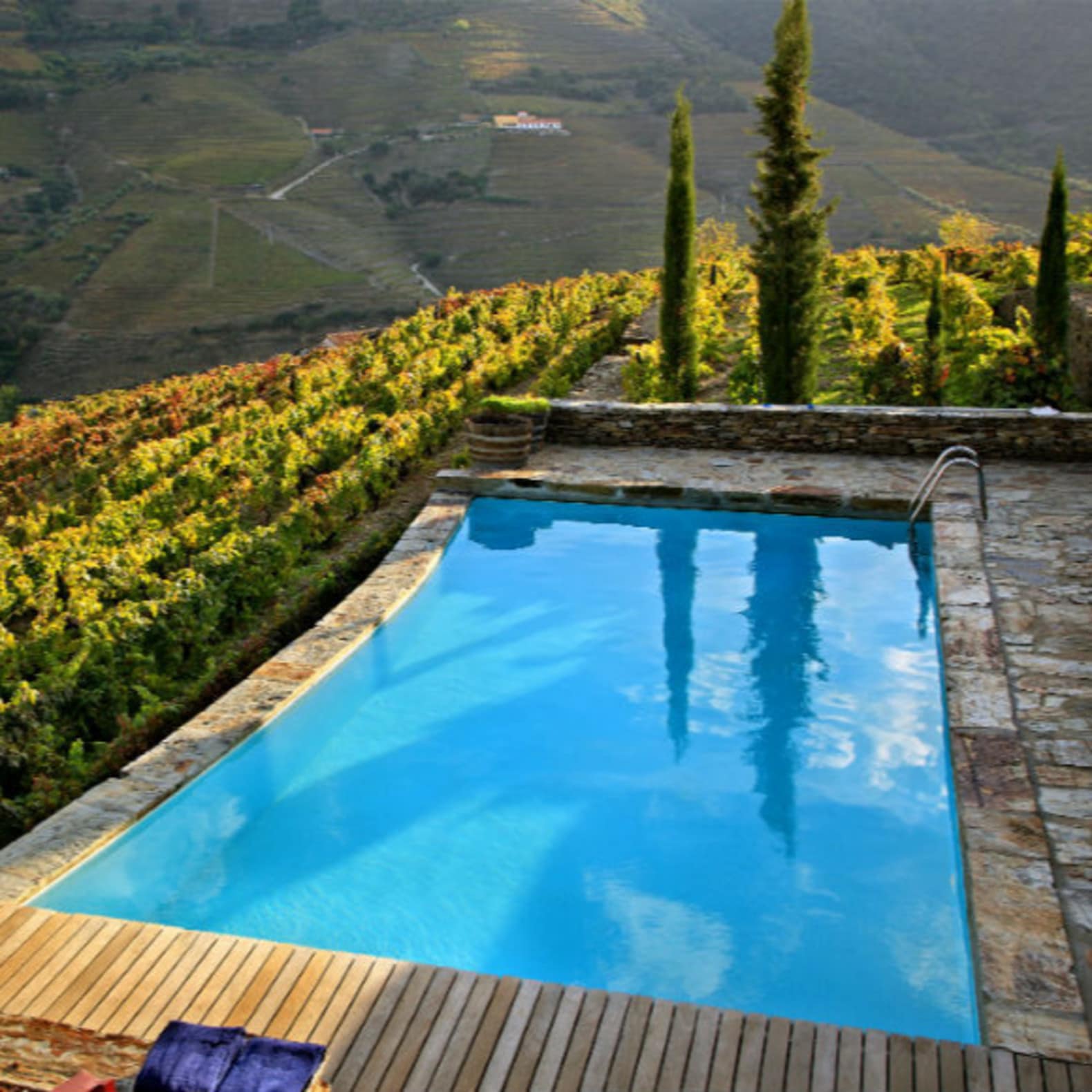 Piscine avec vue sur les vignes, location maison avec piscine privée