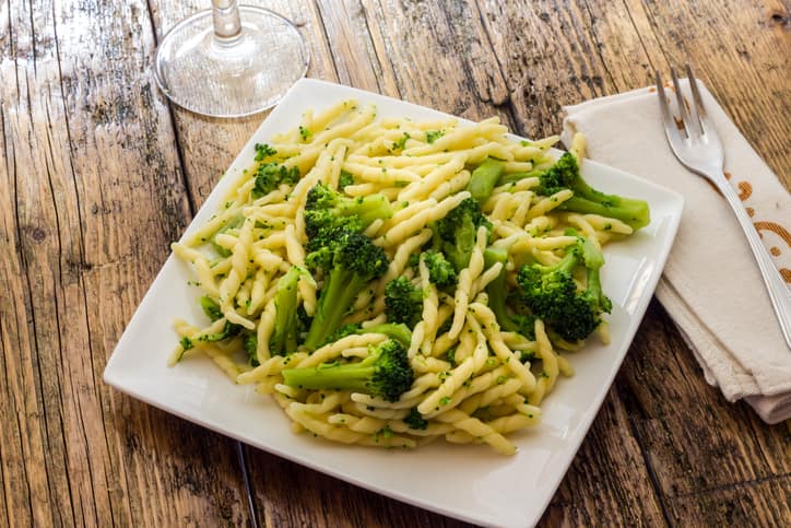 plate of italian pasta with broccoli