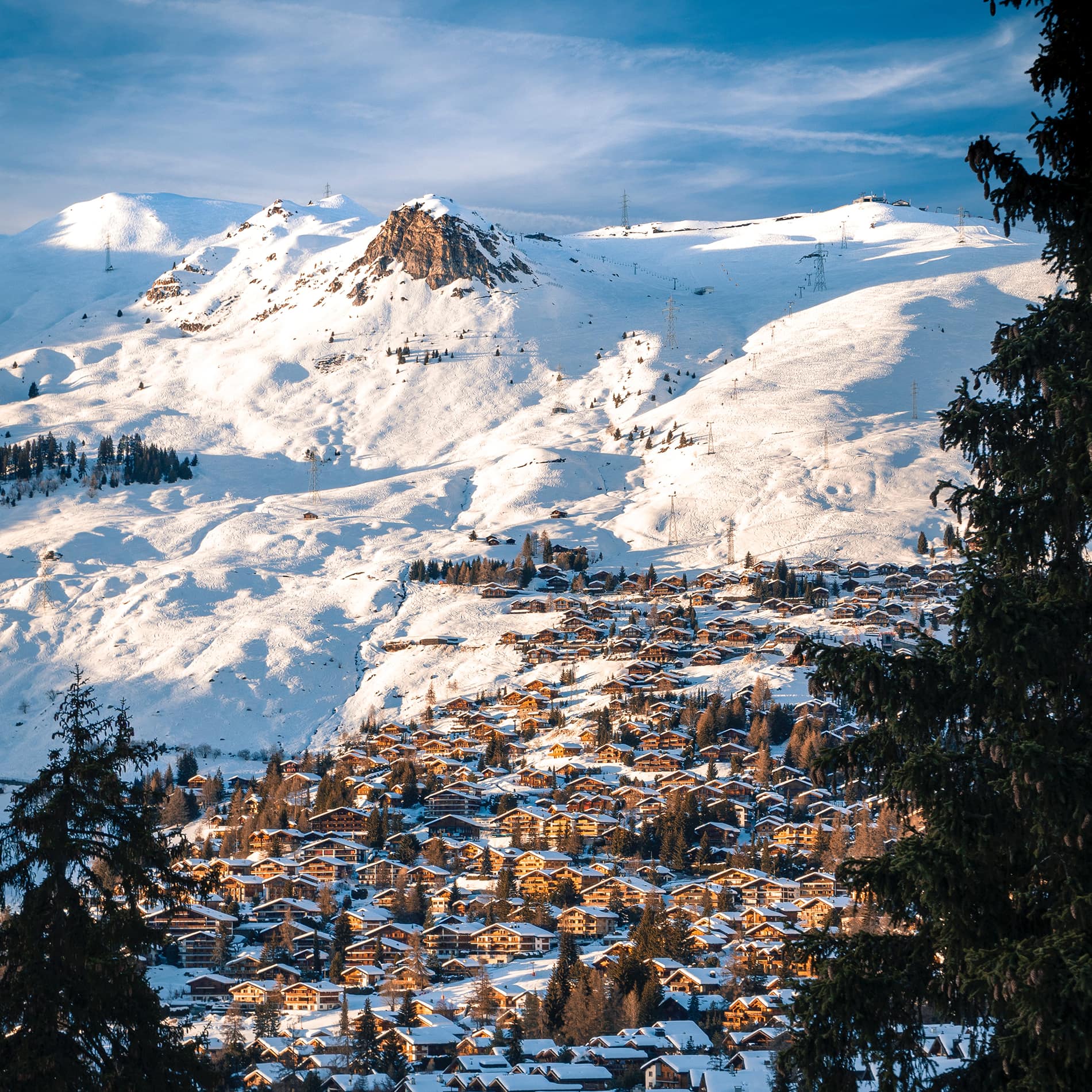 Village near snow mountain